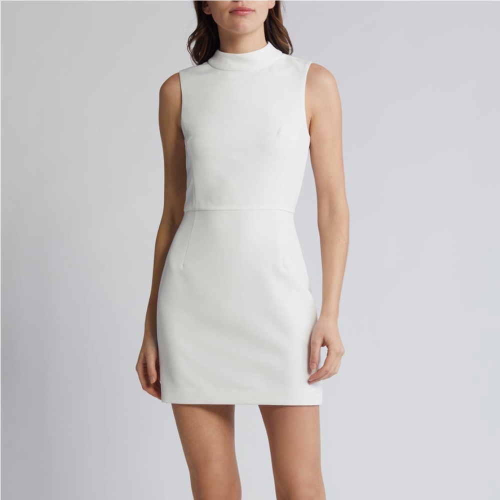 French Connection Echo Sleeveless Mock Neck Dress white size 12